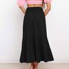 Women's Summer Bohemian Maxi Dress Elastic High Waist Pleated Ruffle Layered Culottes Casual Fashion Solid Color Flowy Skirt