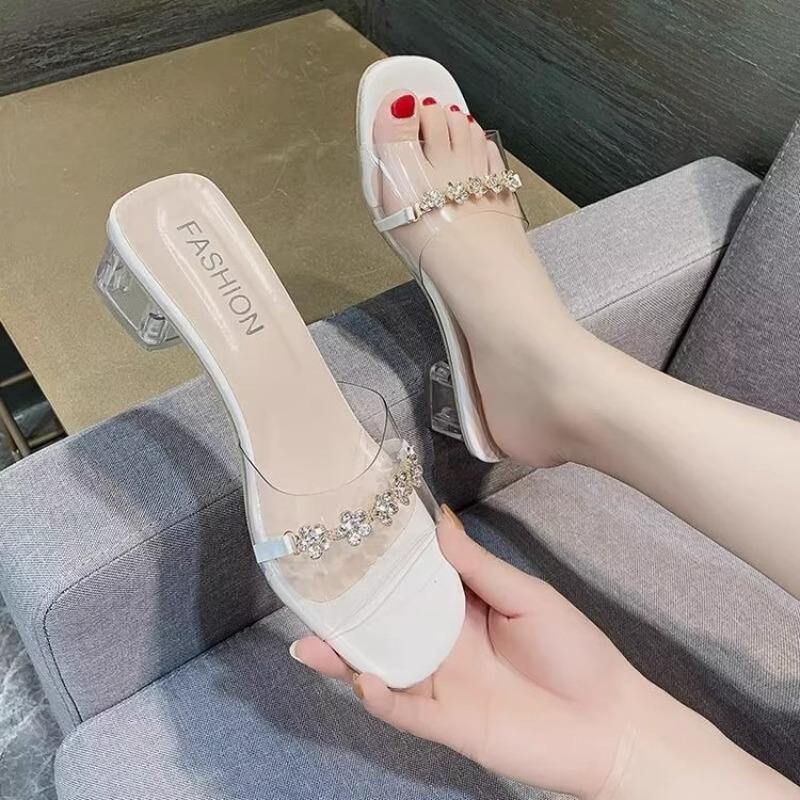 Neue High Heels Ein-Schulter-Schuhe Hausschuhe Vielseitige Schuhe Lässige Sandalen