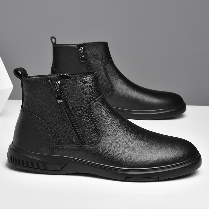 Herenwinterlaarzen van leer, comfortabel voor dagelijks gebruik, gemaakt van duurzaam materiaal van goede kwaliteit, stijlvol design en geschikt voor diverse gelegenheden.