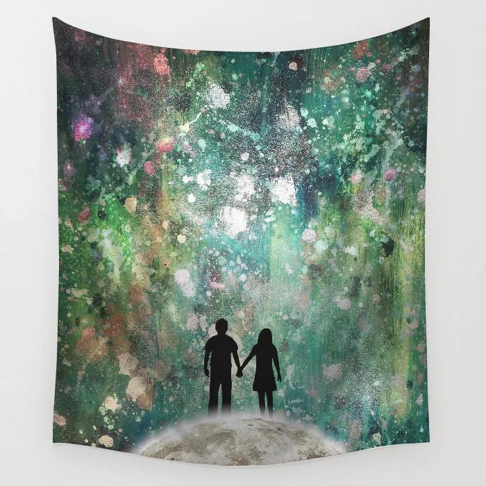 Tapestry Wall Covering Rug Boho Bedspread Home Decor Shiny Mandala Pattern Hippie Hanging