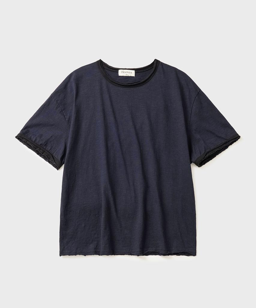 HOOVES Layered Slub Crop Short Sleeve Tee [Navy]