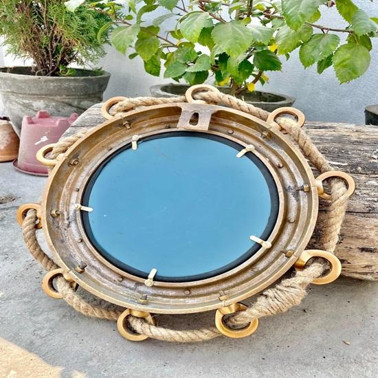 38.1 Cm Nautical Porthole Mirror Maritime Wall Decor,  Brass Finish