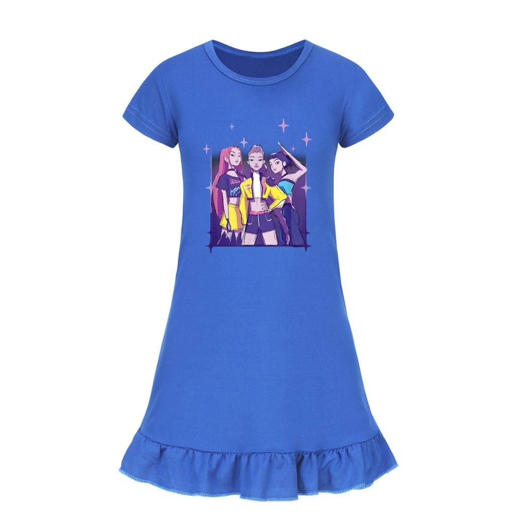 5162 Kinder Mädchen Mira Zoey Rumi Bedrucktes Rüschen Kurzarm Freizeitkleid