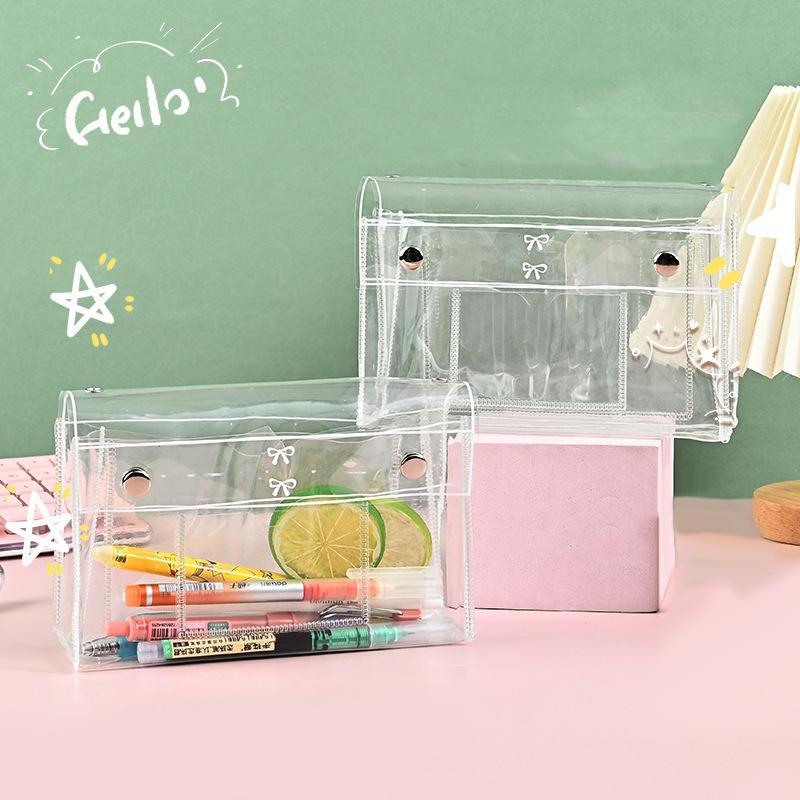 

1Pcs 4-Layer Pvc Transparent Makeup Bag, Travel Toiletry Organizer & Multi-Purpose Pencil Case For Students Transparent