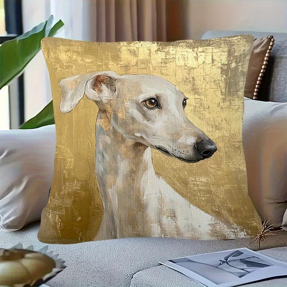 Single-sided Printed Pillowcase Featuring a Golden Greyhound Pattern,