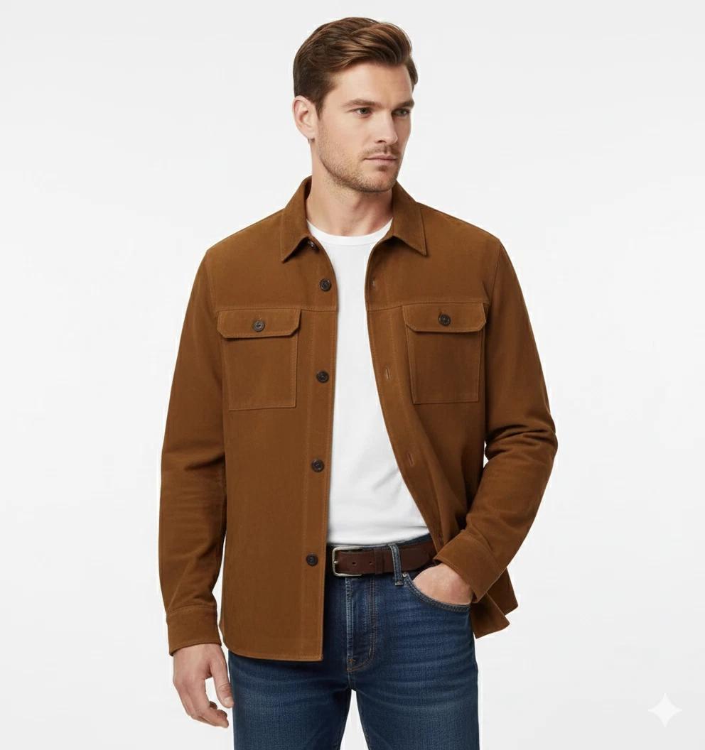 

Мужская мягкая куртка из натуральной замши, повседневная, мотоциклетная, коричневая, из овчины, ручной работы 3XL коричневый