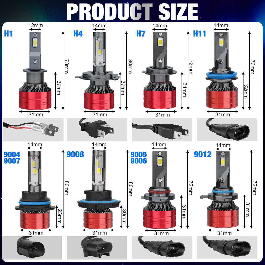 2 buc 60000LM far mașină puternic H4 H7 LED 6000K HB3 HB4 9005 9006 H1 H11 H8 9004 9007 9008 H13 9012 Hir2 Becuri CSP 3570 Chips Lampă de ceață 60W