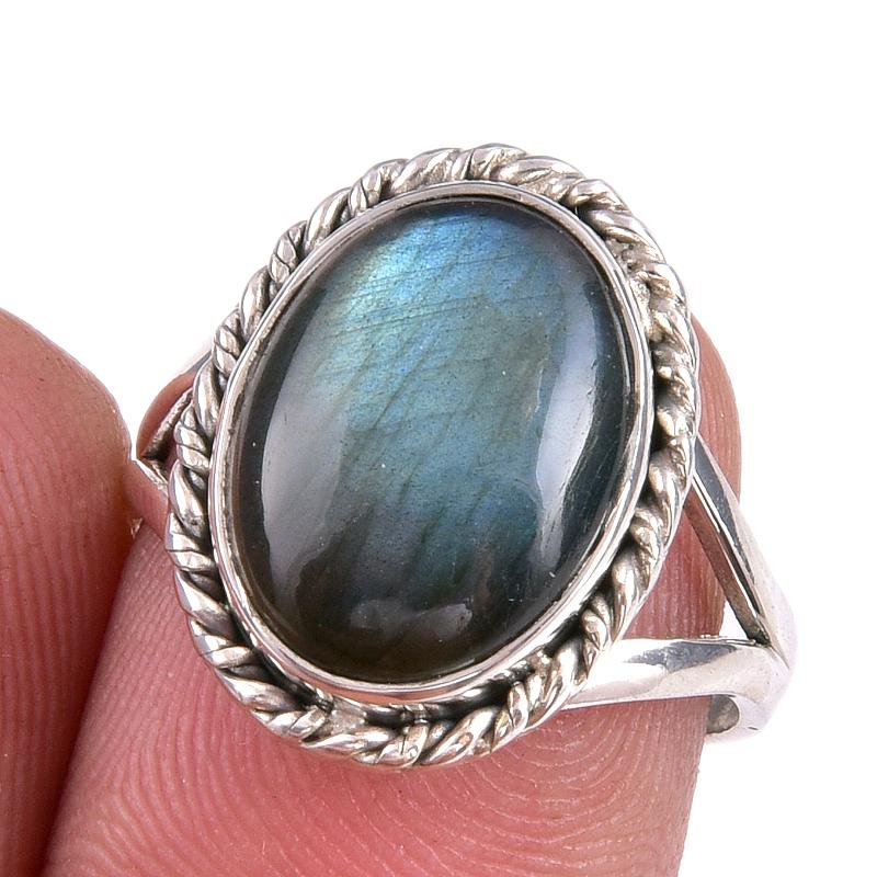 

Natural Labradorite Gemstone 925 Solid Sterling Silver Jewelry Ring S.6.5 o9V89