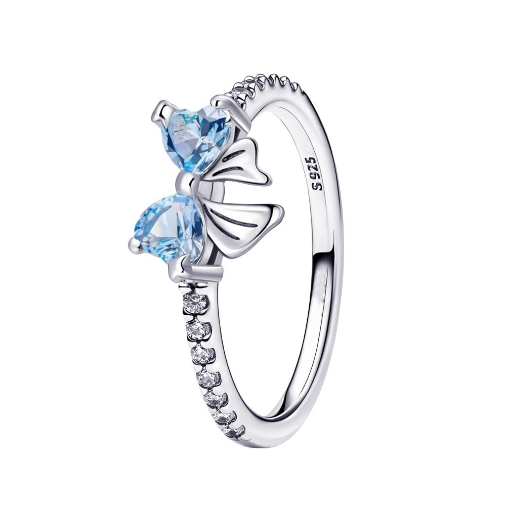 Luxury 925 Silver Heart-shaped Bow Flower Ring Fit Women's High-end Jewelry Parties Valentine's Day Gifts