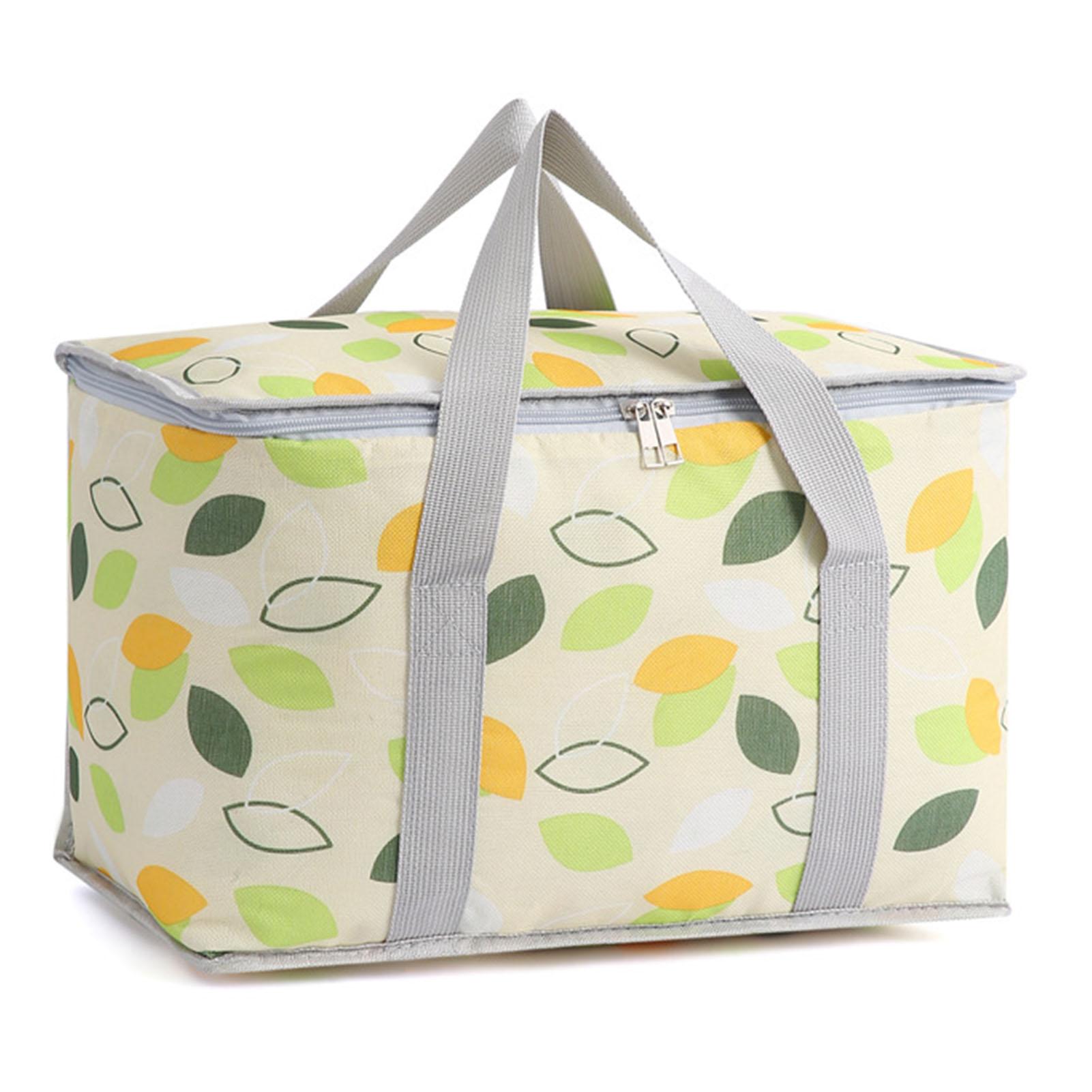 

Сумка для пикника на открытом воздухе, многоразовая, складная, размер L, утолщенная, с термоизоляцией из алюминиевой фольги для Elm Leaf