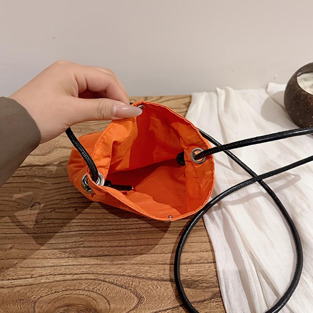 Ladies Vintage Solid Mini Crossbody Bag,Drawstring Closure Coin Purse With Adjustable Strap,Casual Multi-use Shoulder Handbag For Women Daily