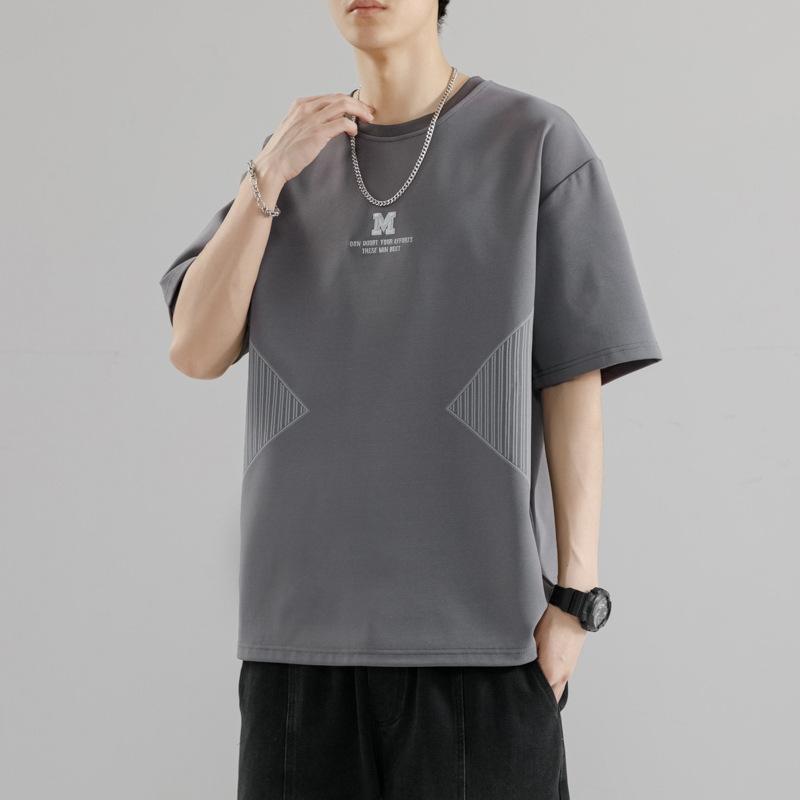 Summer Short-Sleeved T-shirt Men's New Summer Top Loose Half-Sleeve T-shirt Boys Clothes Trendy Handsome