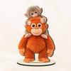 Niedliches Affen-Tischschild (2D) mit Babyäffchen und Plüschtier, Schreibtischdeko aus Holz für Zuhause oder Büro, herzerwärmendes Geschenk für Freunde
