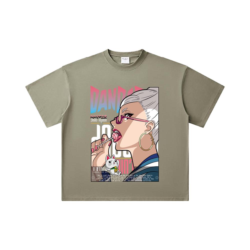 260 GSM Double Yarn 32 Count 100% Cotton DanDaDan V10 Seiko Print Unisex Heavy Cotton T Shirt