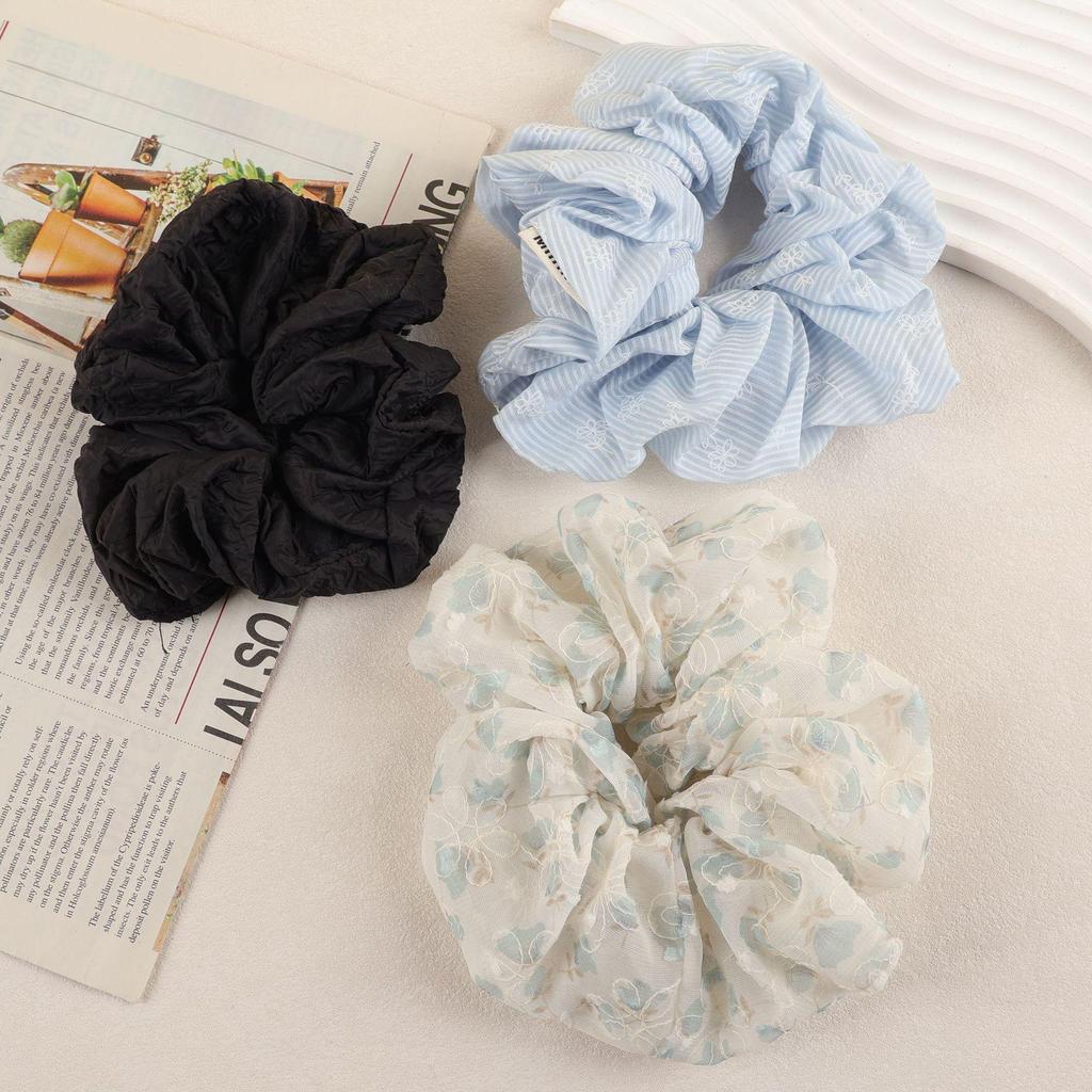 Korean Floral Scrunchie | Spring/Summer Style Elastic Hair Tie for Ponytails