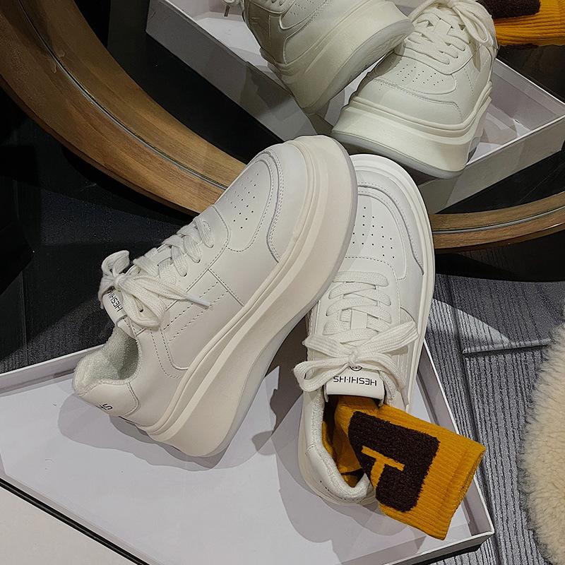 Thick Soled White Shoes Height Increasing Women's Shoes Versatile Sports and Leisure Shoes
