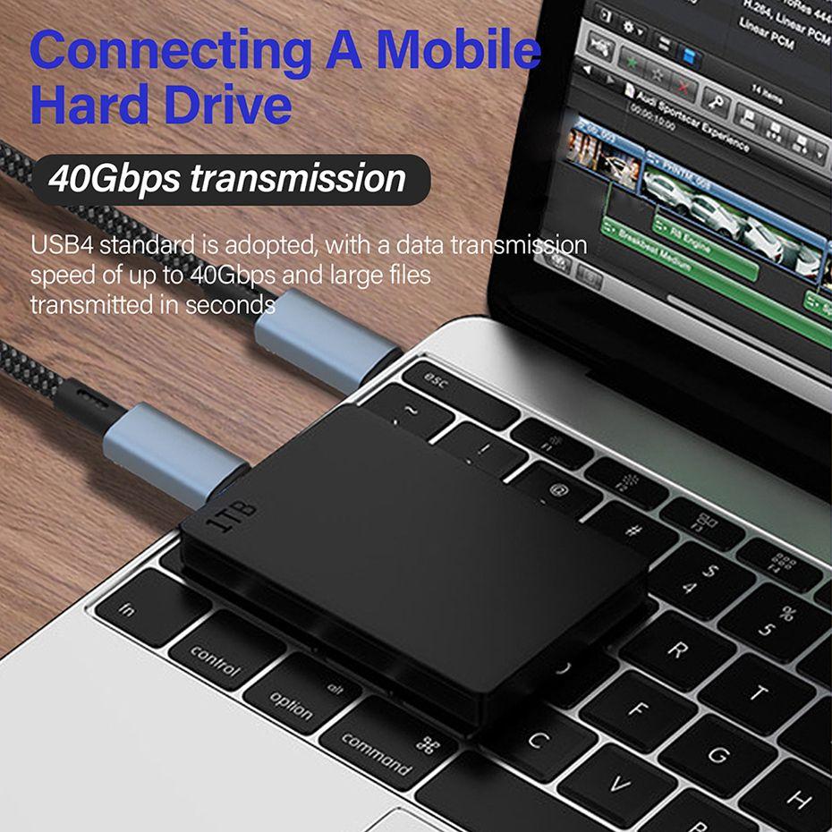 USB4 Cable 40Gbps 240W 8K For Thunderbolt 4 Type C Fast Charging Thunderbolt3 USB 4.0 USB C To C Data Transfer Cable For Laptop