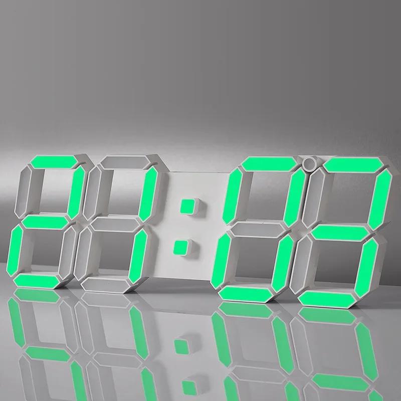 

Многофункциональные 3D светодиодные цифровые часы, светящиеся, USB, электронный будильник, креативные, модные, настенные часы, домашний декор, подарок зелёный