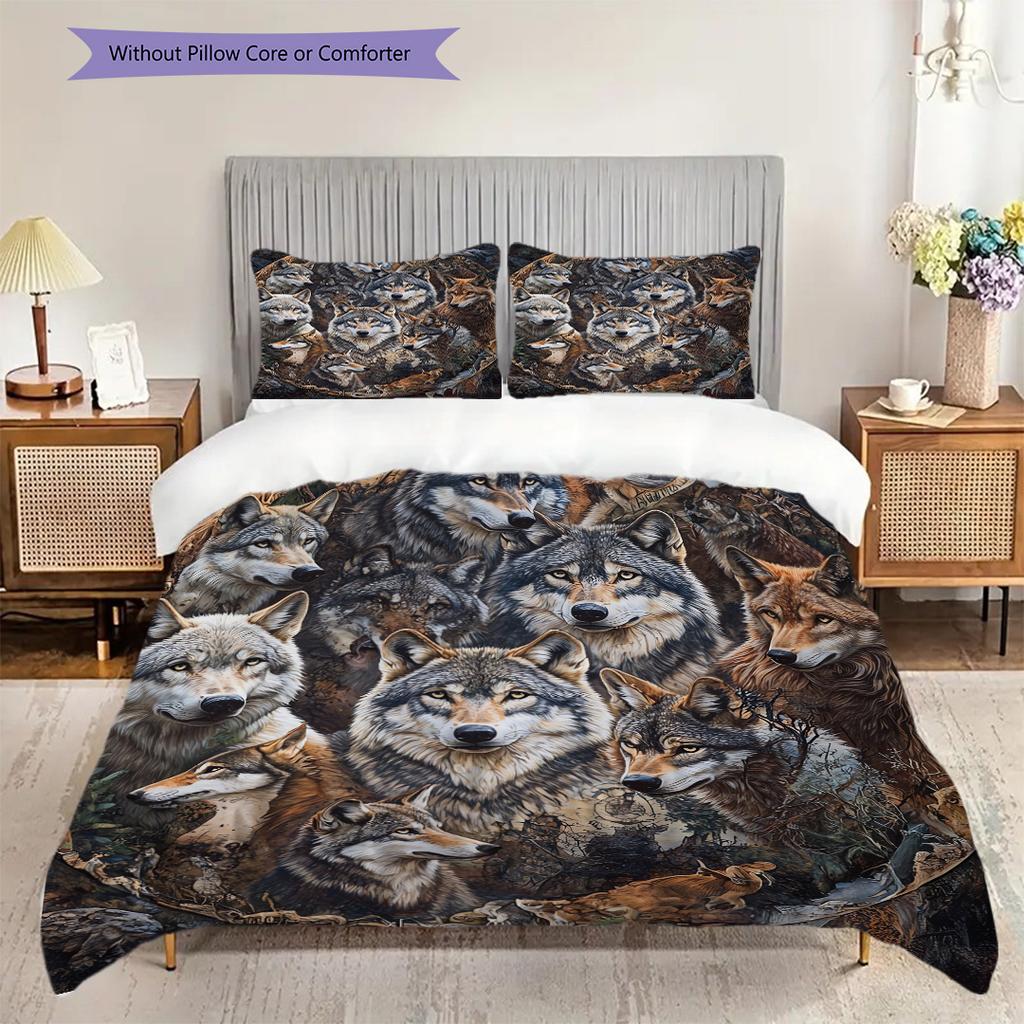 Wolf Pattern Bedding Quilt Set Quilt Cover Pillowcase Home Decoration Birthday Gift (1 * duvet cover + 2 * pillowcase, without core)