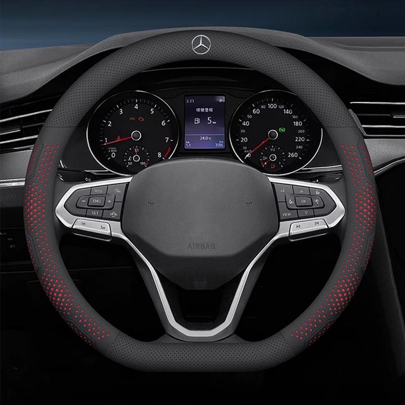 VFO1 Leather Car Steering Wheel Cover Protection Case Anti Slip Breathable Protector For Benz AMG A/B/C/E/S Class GLE C200L W220 W211