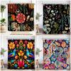 Boho Floral Vintage Shower Curtain Home Decor for Retro Bohemian Flower Herb Plant Bathroom Polyester Bath Curtain with Hook