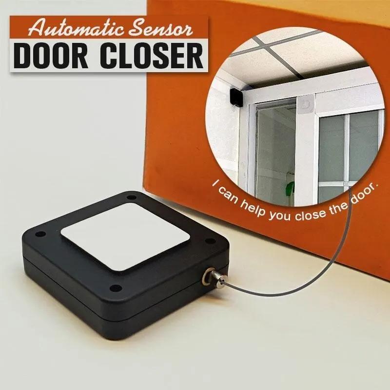1Pcs Black Punch Free Automatic Sensor Door Closer Automatic Shutdown Device Non Punching Telescopic Sliding Door Device