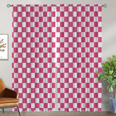 Elegant Room Curtains for Camera Checkerboard Window Curtain Halloween Decoration Partition Home Interior Curtains 2 Pieces