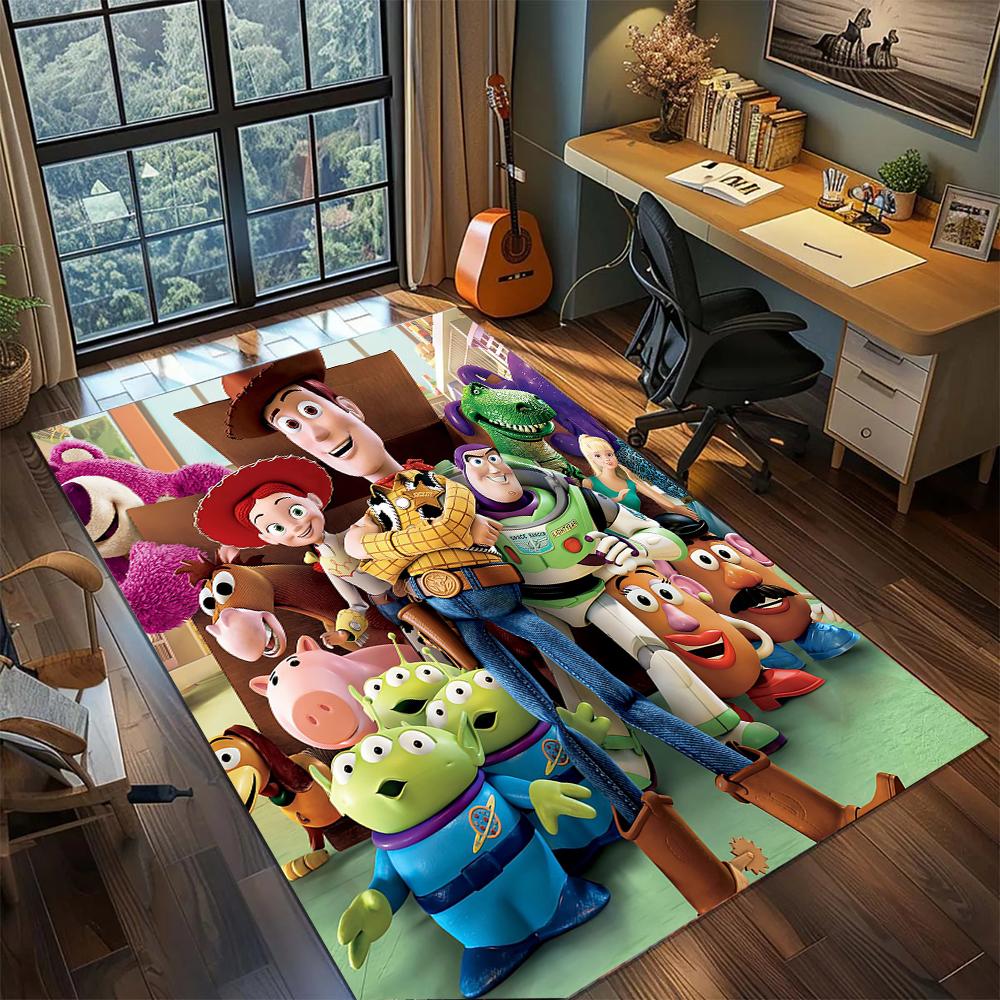 Cute Toy Story Alien Pizza Planet Lotso Bear Rug Carpet Large Area Rug Non Slip Washable Floor Mat Gamer Room Bedroom Home Decor
