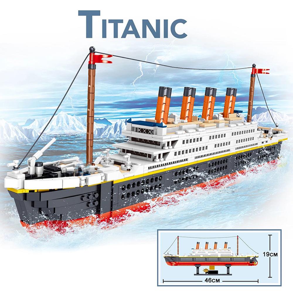 KNEW BUILT Titanic Cruise Ships Model Mini Building Blocks Toys Kits for Girls Gift Adult Assemble Brick Decoration with Dolls