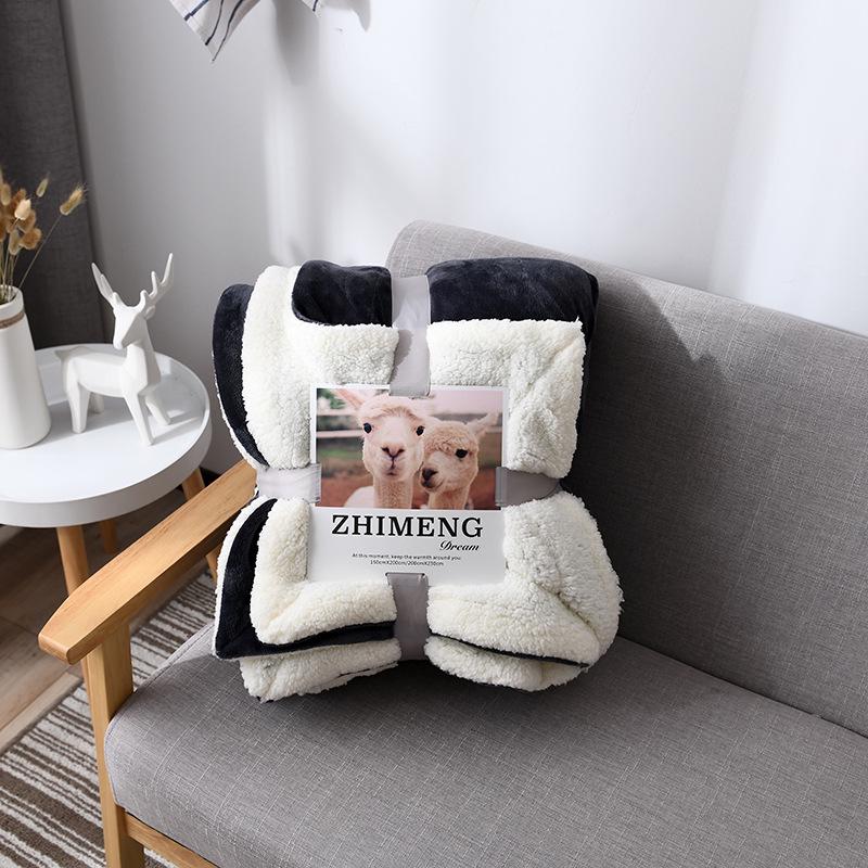 New Lamb Fleece Blanket - Solid Color, Double-Layer, Thickened Flannel for Children