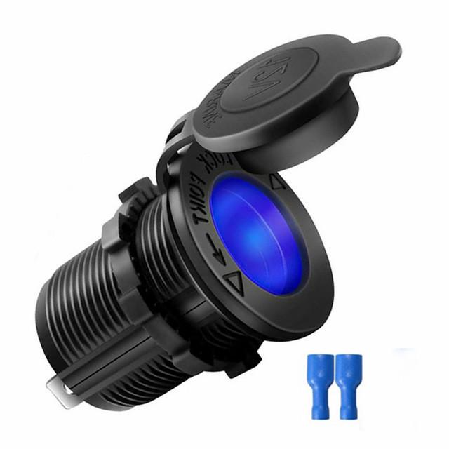 

12 В-24 В автомобильный прикуриватель, водонепроницаемая розетка, подходит для лодки, автомобиля, мотоцикла, трактора, розетка и автоаксессуары синий