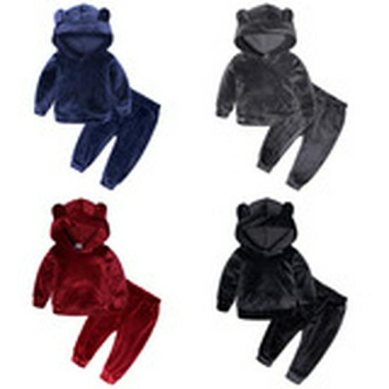 Autumn & Winter Girls' Velvet Hoodie & Casual Pants Set - Two-Piece Sportswear for Daily Wear