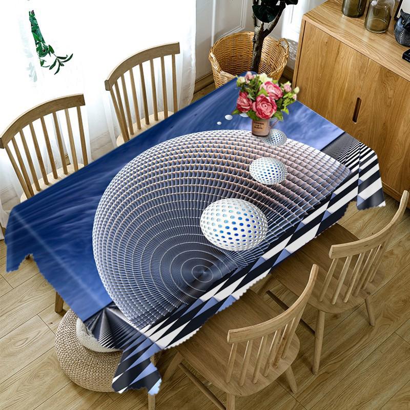 Geometry Pattern Tablecloth Fashion Landscape Pattern Waterproof Thicken Rectangular And Round Table Cloth For Wedding