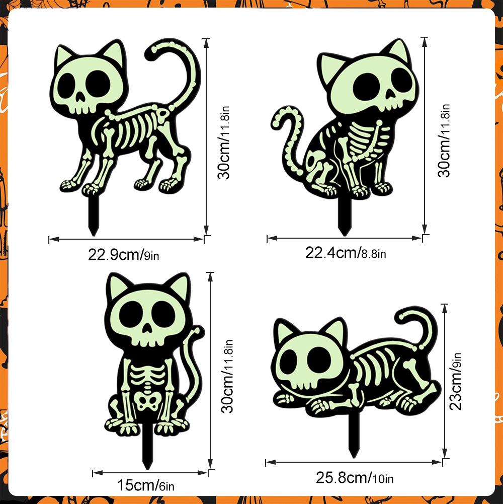 Outdoor Decorations - Glow in The Dark Skeleton Silhouette Lawn Signs for Halloween Lawn Garden Front Yard Decorations Outside