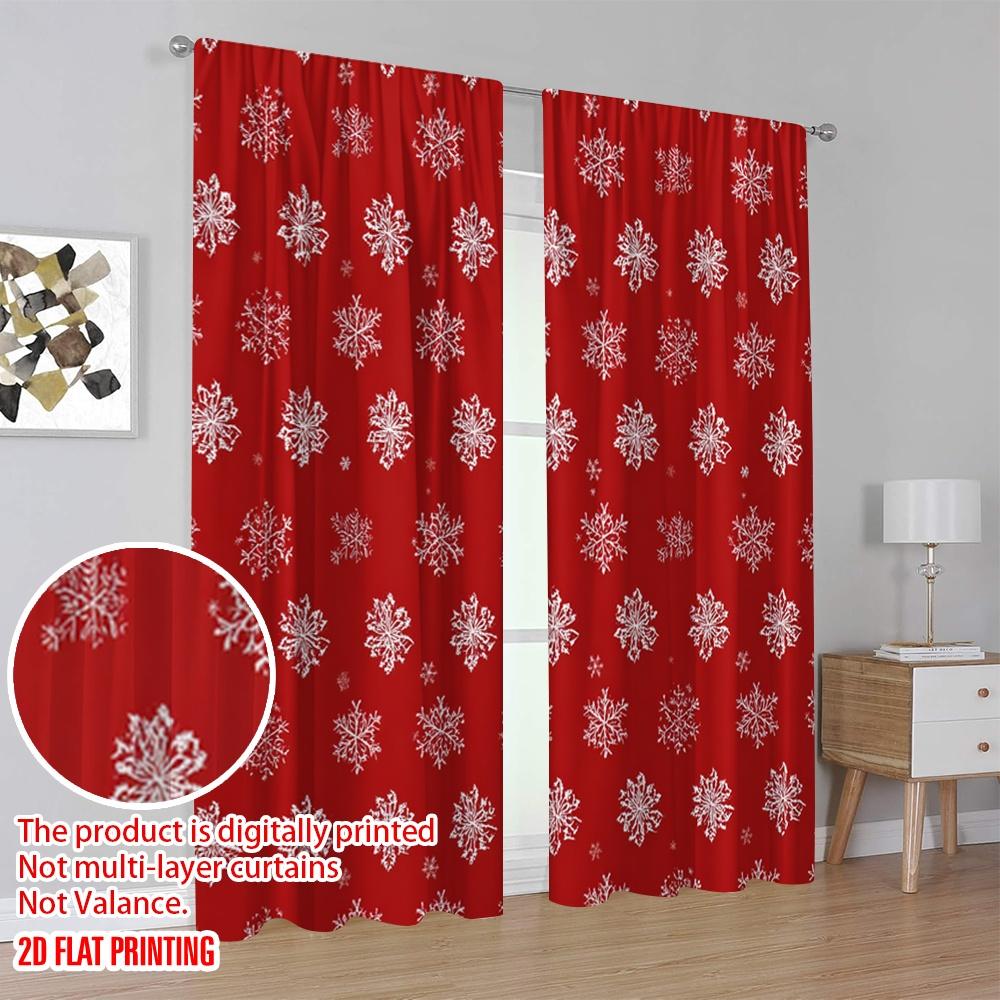 Flat Printing St Patrick Day Window Curtains Red Snowflake Festive Design Polyester Without Electricity Spring Party Set Of 2 Made