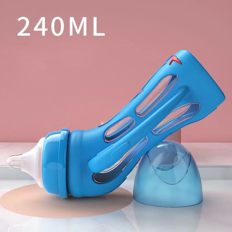 Baby Bottle Newborn Glass Anti-fall High Temperature Anti-flatulence Choking Baby Weaning Pot Heating Insulation Dual-use Bottle