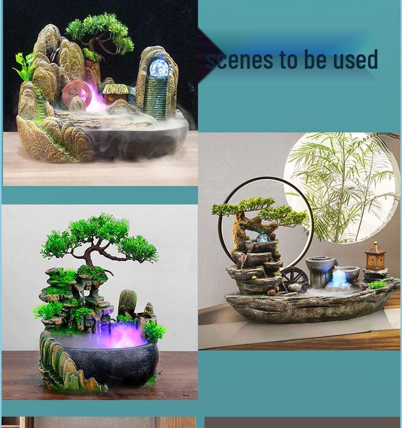 5V USB Ultraschall Felslandschaft Bonsai Luftbefeuchter mit 4 Lichtern und 20mm großem Nebelzerstäuber.