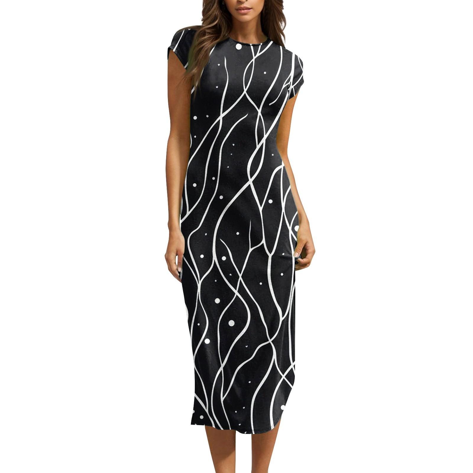 Женские платья миди с коротким рукавом и воротником-хомут, весна-лето, вечернее платье L чёрный