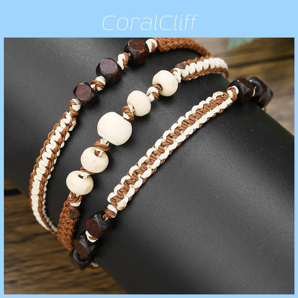 Bohemian Multilayer Woven Beaded Bracelet Handmade Wooden Jewelry For Travel Gift