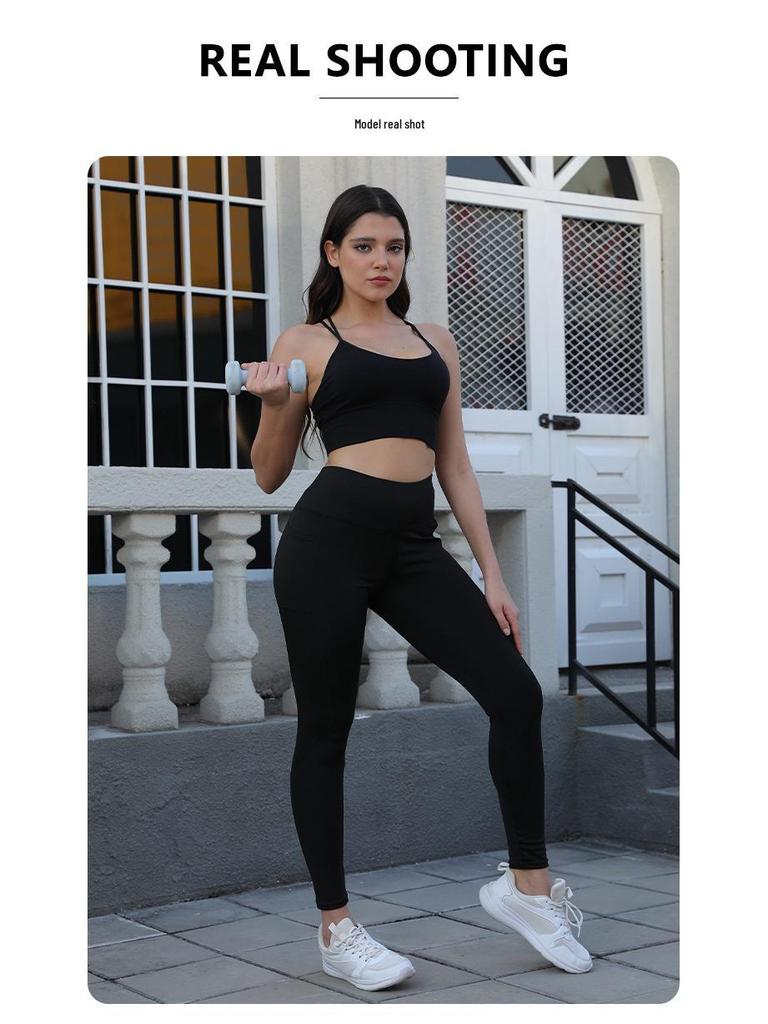 Sportleggings mit hohem Bund: Schlankmachende, Bauchkontrollierende, Po-hebende Yogahose für Damen