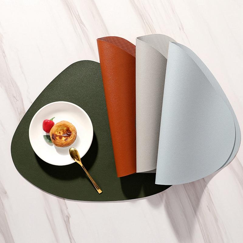 Irregular Shape PU Leather Placemats Set Oil-Proof Waterproof Dual-Sided Place Mats For Kitchen Bistro Tables Bars Coffee Shops