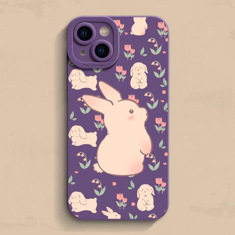 Ins Wind Flower Rabbit Applies To iPhone15/16 Mobile Phone Case Apple 14 Fresh 13 Eyes 12 Matte 11 Sets
