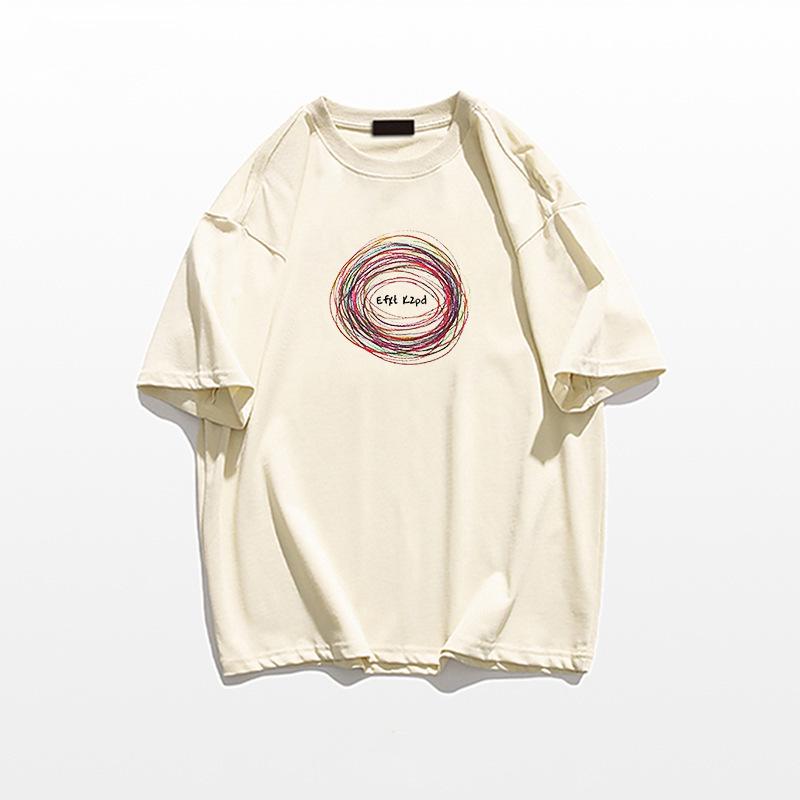 Dámské letní 2025 bavlněné tričko s krátkým rukávem, těžké gramáže, volného střihu a s jedinečným americkým designem