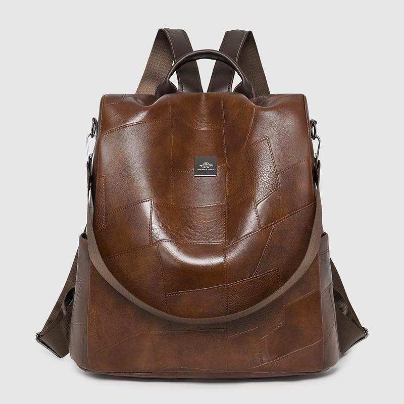 

Anti-Theft Women s Backpack Soft Leather Large Capacity Schoolbag for Students Multifunctional Shoulder Bag коричневий