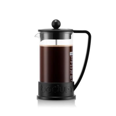 BRAZIL French Press Coffee with Stainless Steel Filter and Glass for Immersion Coffee Maker, 350ml, Black, Beaker, [Authentic] 10948-01
