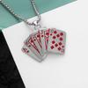 Retro Playing Card Hip-Hop Necklace for Men & Couples - Diamond-Studded Straight Flush Chain