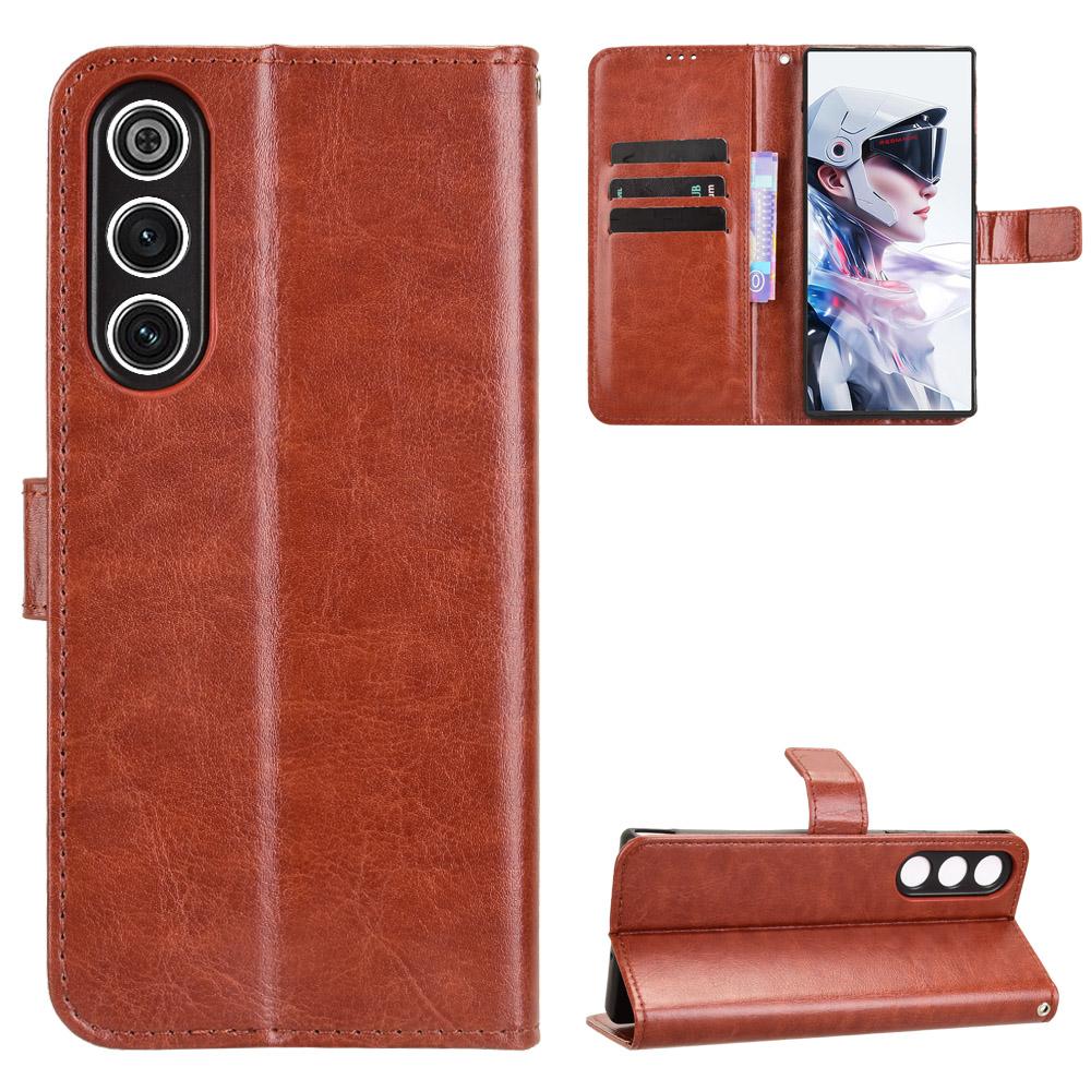 For ZTE nubia RedMagic 10 Air 5G PU Leather Case with Strap Crazy Horse Texture Phone Wallet Cover