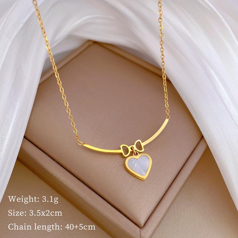 Bow Love Temperament Personality Minimalist Furnace Real Gold Female Collarbone Necklace