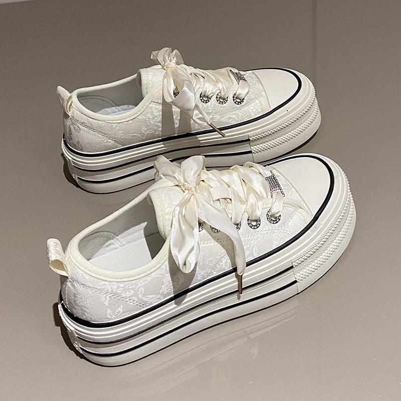 Summer trend sail new Chinese versatile muffin thick-soled canvas women's shoes rhinestone cloth board shoes casual shoes Korean version of the price