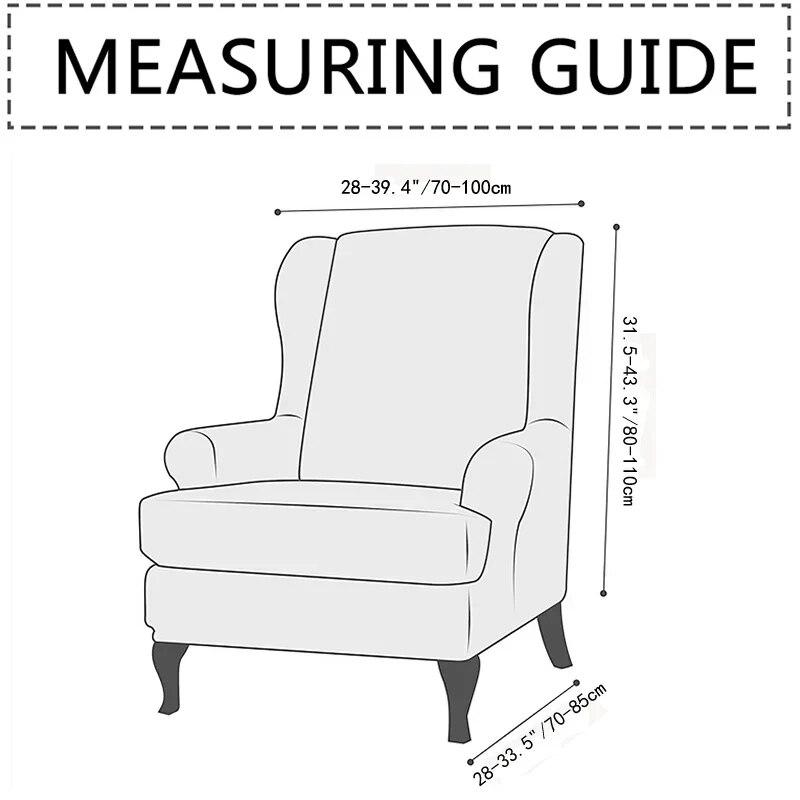 Floral Sloping Arm King Armchair Cover Elastic Armchair Slipcover Wingback Wing Sofa Back Chair Cover Elastic Chair Slipcover